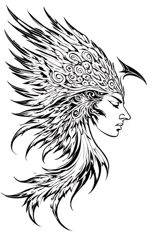 Ishtar Goddess And Phoenix Face