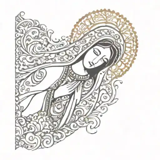 Virgin Mary In Henna Inspired Patterns
