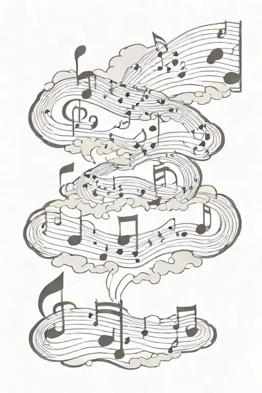 Sheet Music Intertwined In Clouds Surrounding