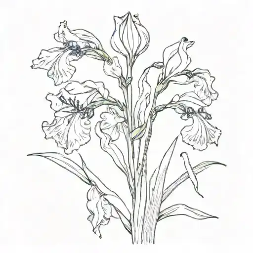 Simple Wild Iris With Stem Turns