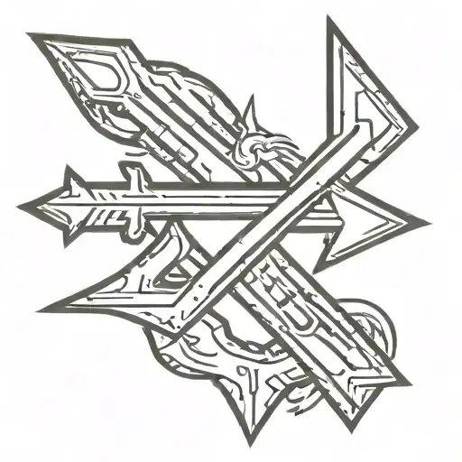 Simple Arrow And Lighting Bolt Symbol