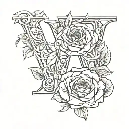 Overlapping Letters Jody With Rose Growing