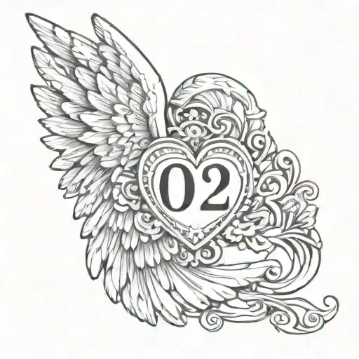 Angel Wings Holding A Heart With 08-04-2024 In Romen Numerals