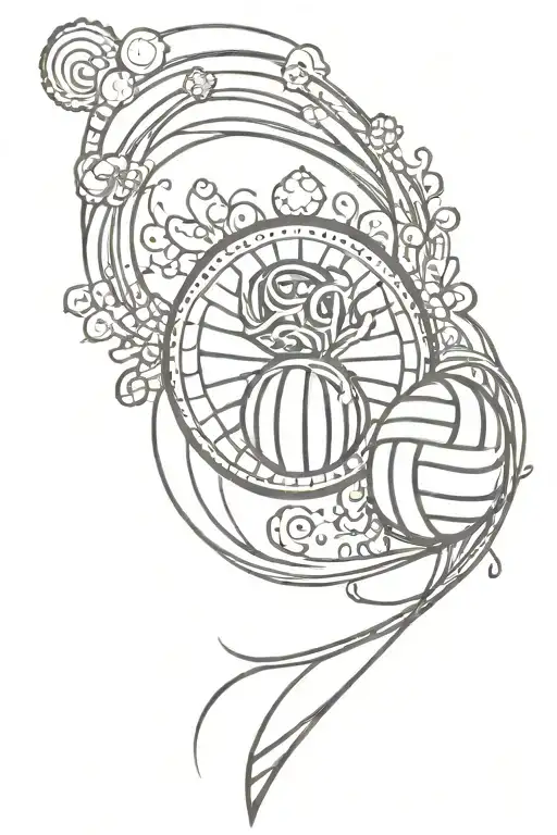 Aquarius Symbol And Volleyball Surrounded