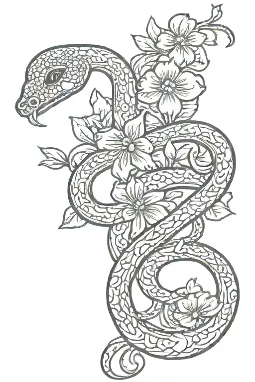 Two Snakes Flowers And Sexual Assault Survivor Symbol