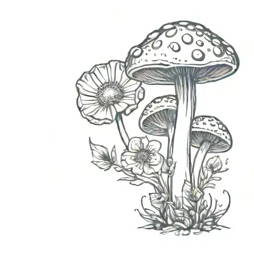 A Mushroom With Flowers Around It With It That Is A Tattoo For My Dad