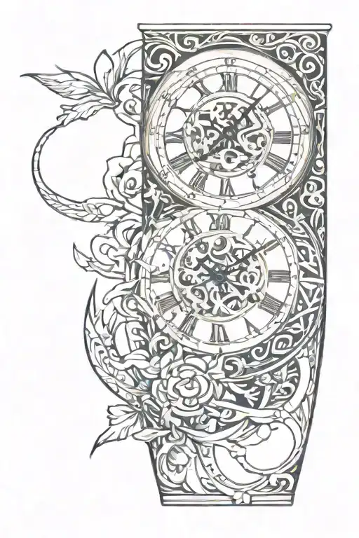 Papyrus Pattern Tattoo Sleeve Clock Inside