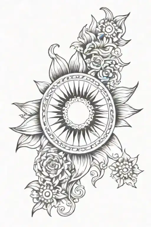 Simple Sun Sternum Tattoo Design