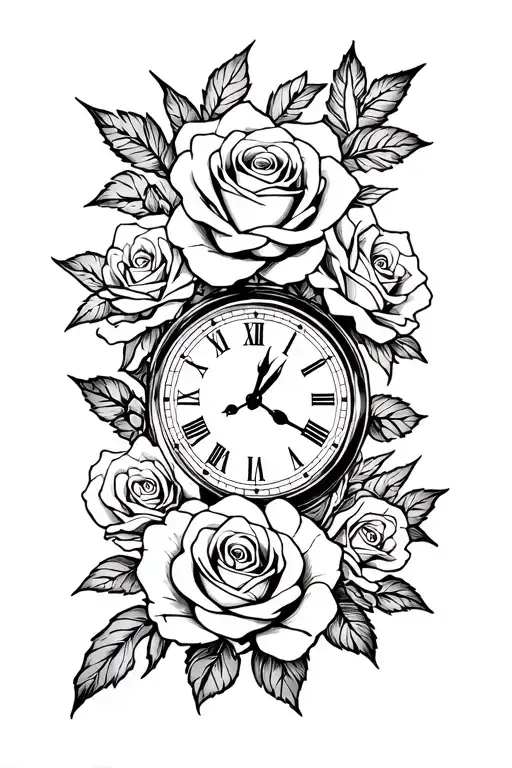 Roses And Clock