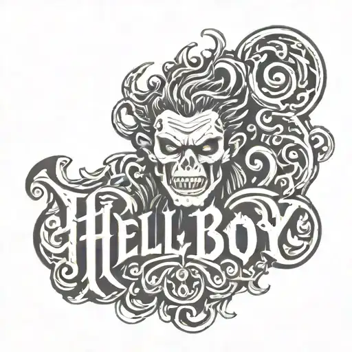 Lettering Dark Style Hell Boy