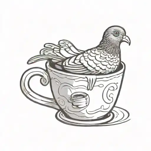 Confused Pigeon Sitting In S Coffee Cup