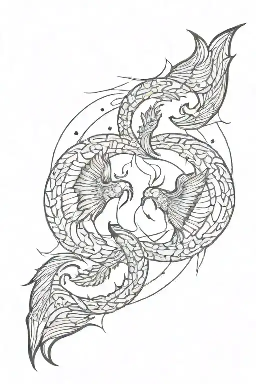 Scorpio And Phoenix In A New Moon Phases Intertwined