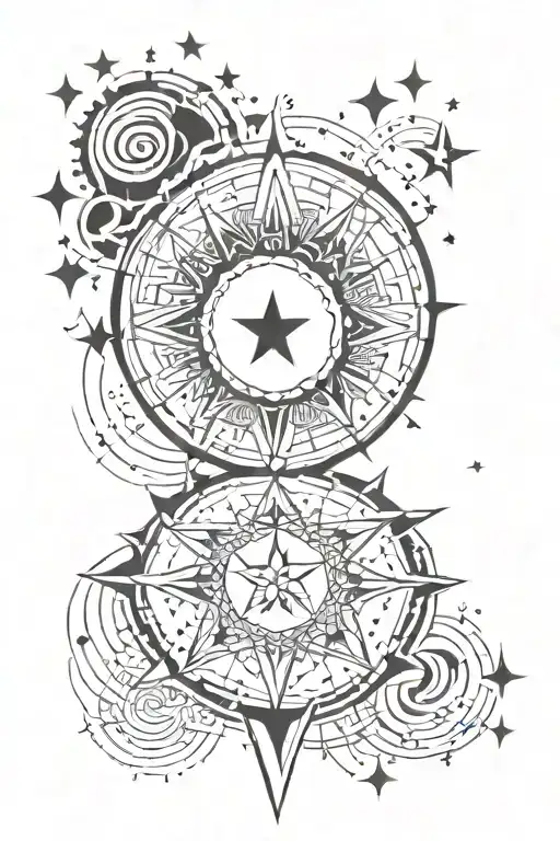 Stars And Moon Mandala Design Incorporating Elements