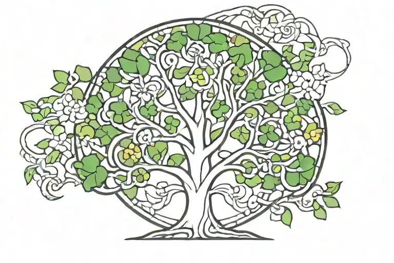 Stain Glass Irish Tree With The Number 6 Incorporated