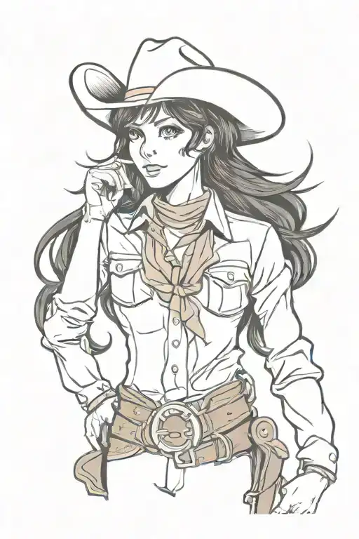 Black Haired Cowgirl With Brown Eyes