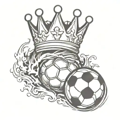 Soccer Ball With Crown Foot Sleeve Tattoo Design