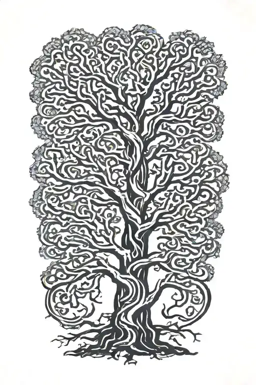 Twisted Family Tree Branches Representing Each
