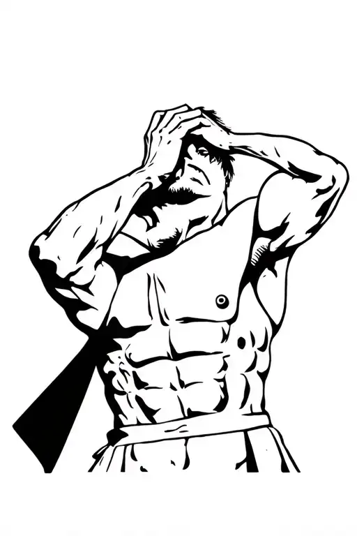 Hurt Warrior Holding His Head Up