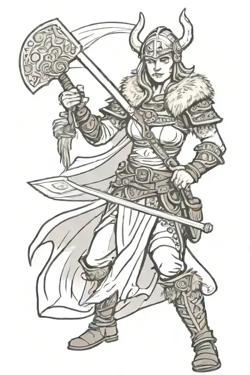 Female Viking Warrior Wielding A Sword