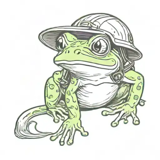 A Cute Frog Wearing Helmet