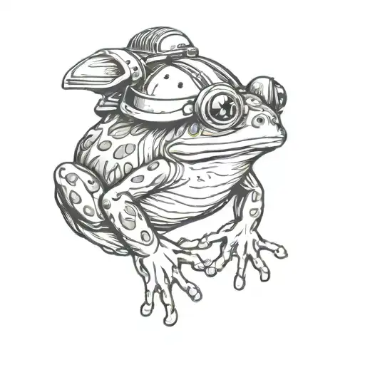 A Cute Frog Wearing Helmet In Style Ignorant Style