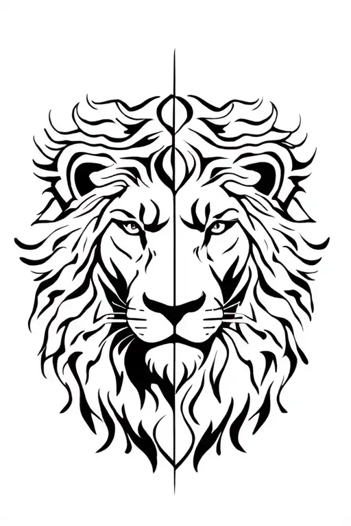 Lion Lines Shoulder Arm Tatoo Representing Two Sides