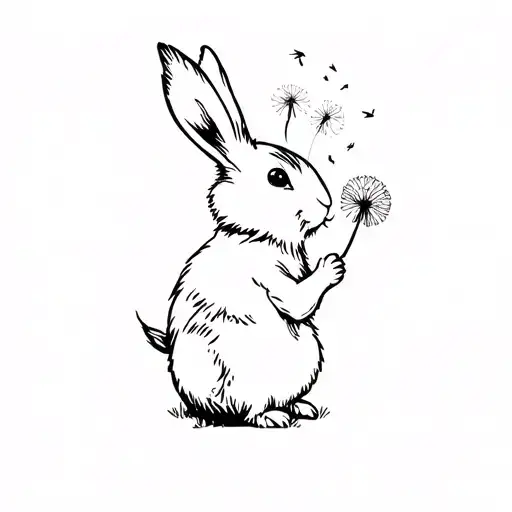 A Bunny Blowing Dandelion Seeds