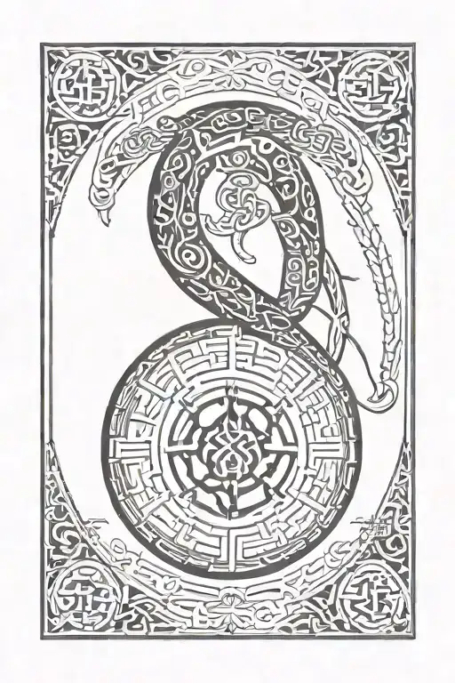 Midgard Serpent Shoulder Sleeve Nordic Runes With Vegvisir