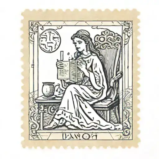 Tarot Card Featuring Reader Postal Stamp