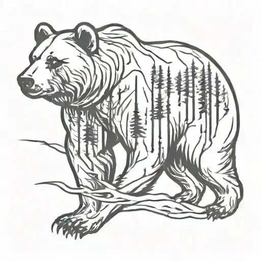 Bear And Bow Hunting Scene