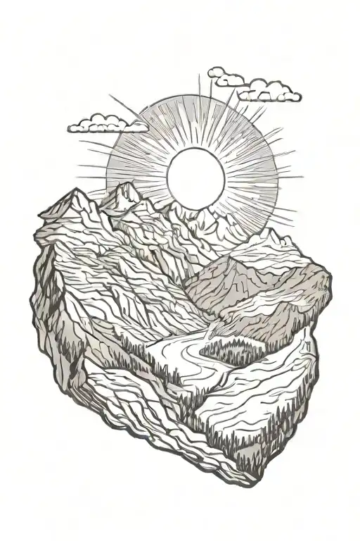 The Sun Rising Between Two Mountains In A Valley Intertwined