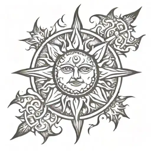 Sun Tatoo Design That Expresses
