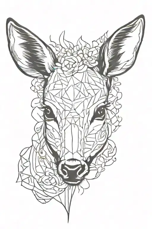 Sad Face Baby Deer Bambi Fine Lines Gothic Asymmetric