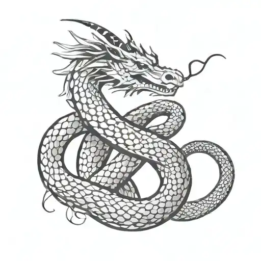 Dragon And Snake Coiled