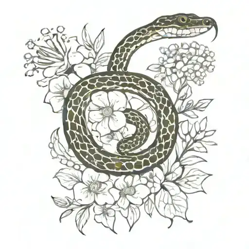Snake And Flowers