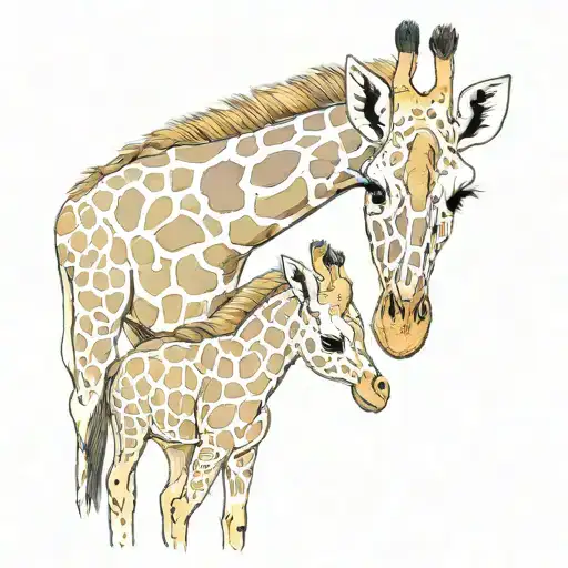 Mamma Giraffe With Baby