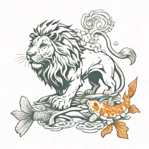 Lion And Koi Fish
