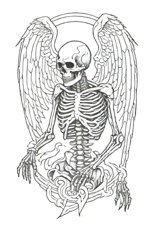 Angel Skeleton Holding Out Demons From Hell