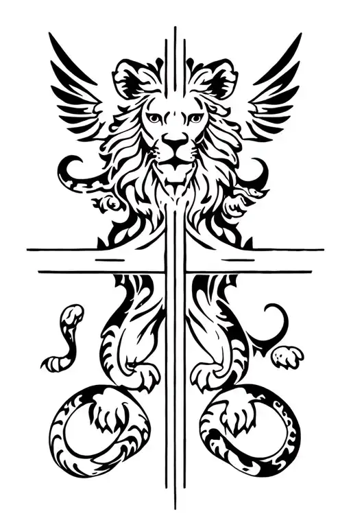 Bird Snake Lion French Cross