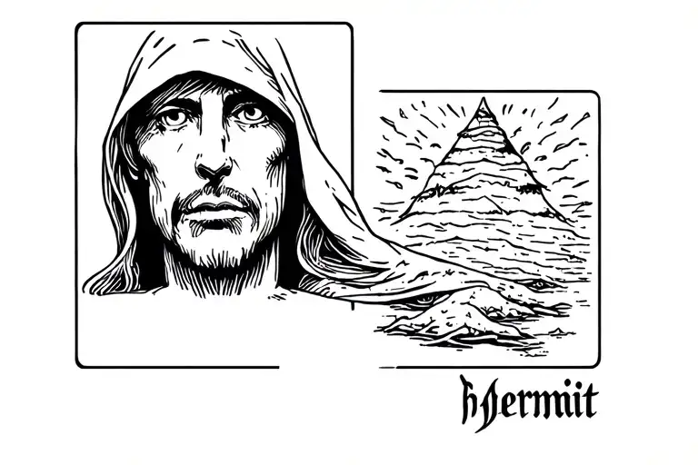 The Hermit Tarot Card With Disturbed Face Tucked In Hood