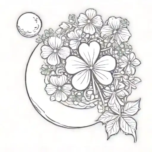Four Leaf Clover And Moon