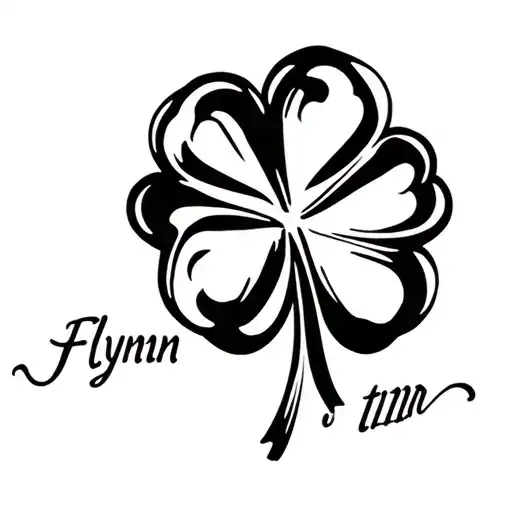 A Shamrock Where The Stem Says Flynn In Script Handwriting