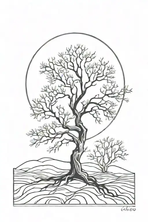 Lifeless Tree With Moon In The Background