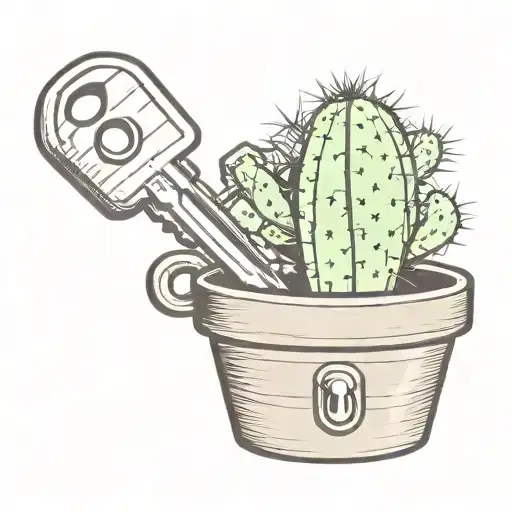 Cactus In A Pot With House Keys