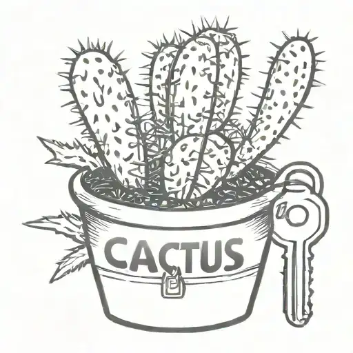 Cactus In A Pot With 3 House Keys