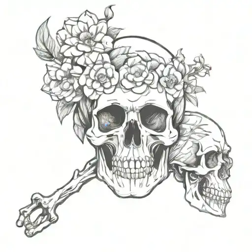 Flowers And A Skull