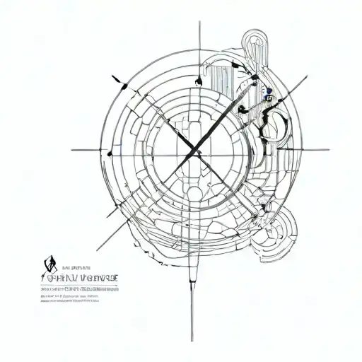 Modern Tatoo With Line And Time Reference And Some Abstract Art