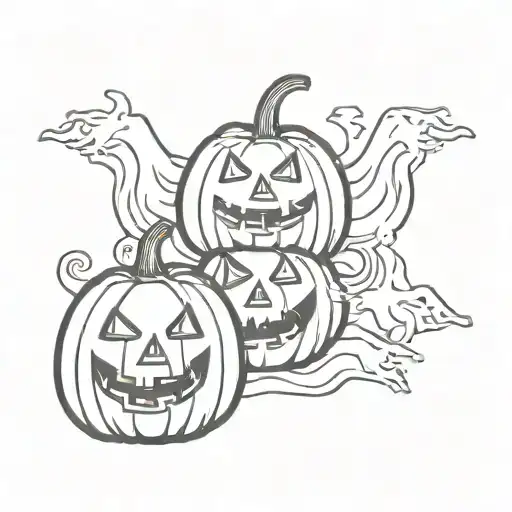 Halloween Ghosts And Jack O Lantern