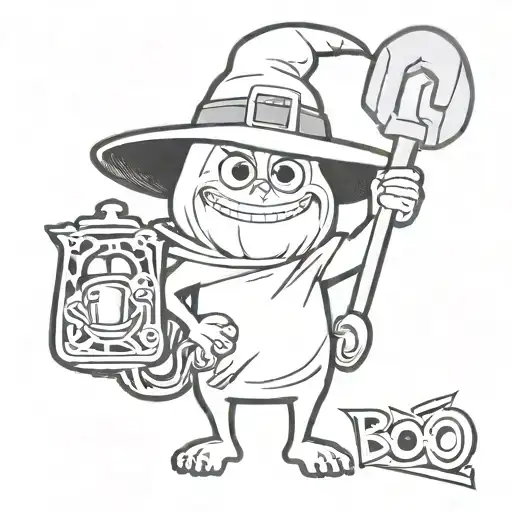 Ghost With A Witch Hat Holding A Knife Named Boo Monsters Inc