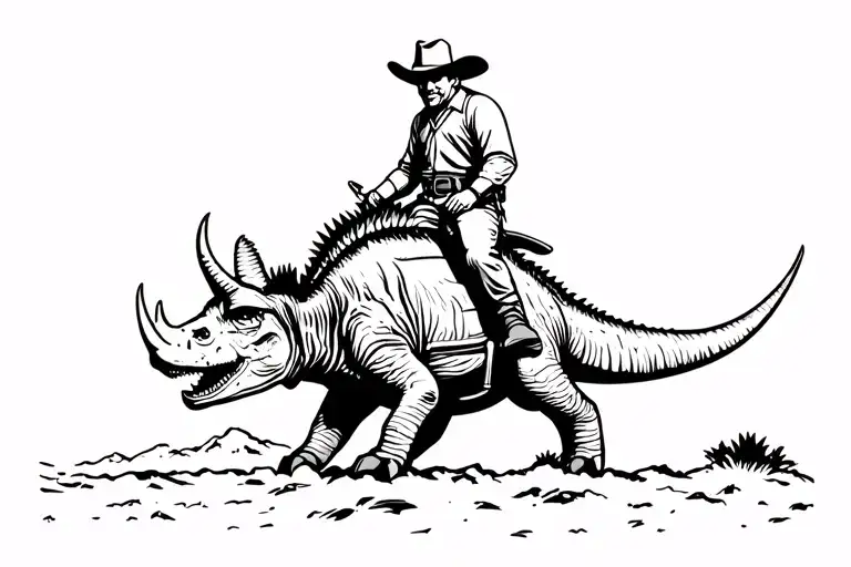 Cowboy Riding A Triceratops